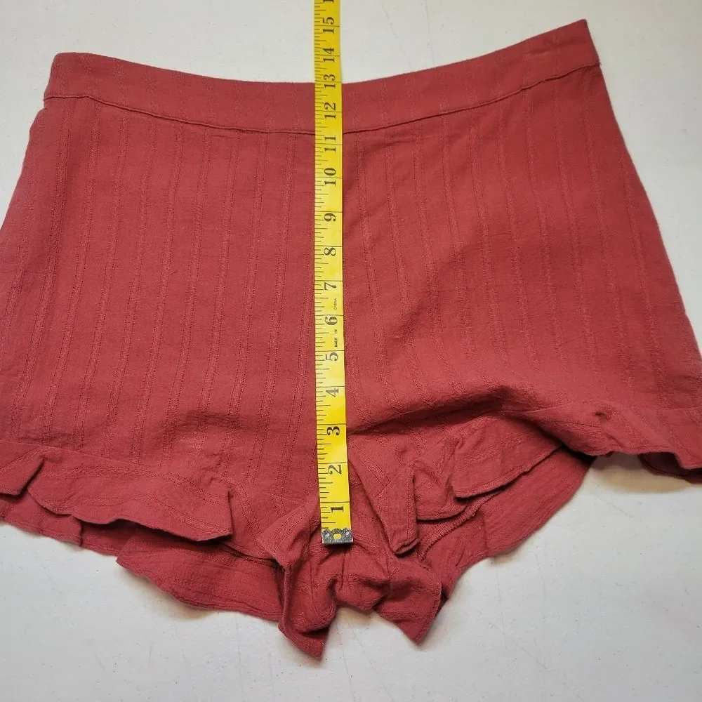 Cotton Red Two-Piece Knotted Tie Front Crop Top and Shorts Matching Set